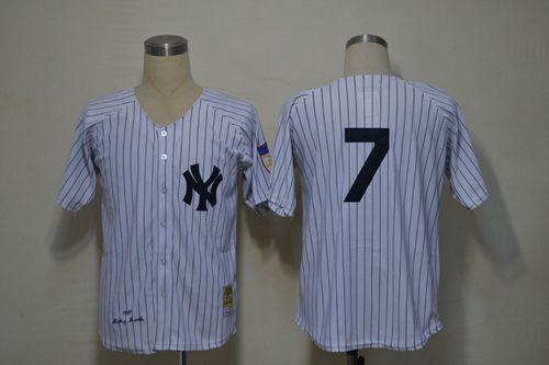 Mitchell And Ness 1951 Yankees #7 Mickey Mantle White Throwback Stitched MLB Jersey - Click Image to Close